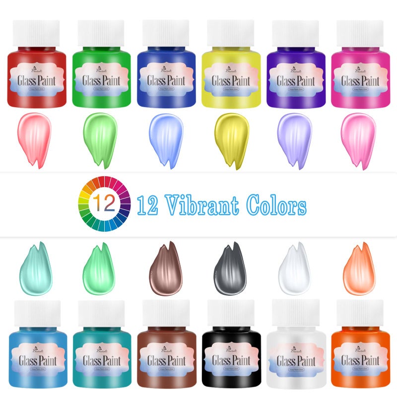 B BEARALS Bearals Glass Paint, Stained Glass Painting, Non-Toxic Glass Paint for Glass, Windows, Wine Bottles, and Ceramics (12 x 0.84 fl.oz) - Image 3